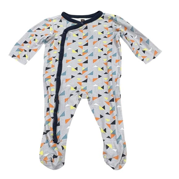 Tea Collection Baby Footed Pajamas 3-6 Months Geometric Triangle Print 100% Cott - Picture 1 of 5